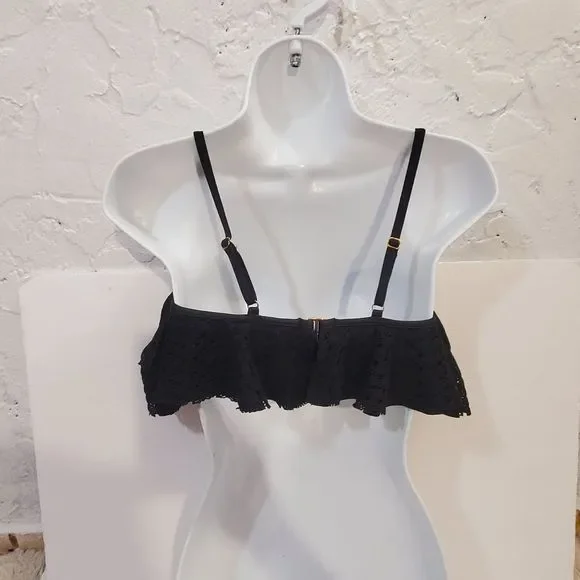 5x$25 Montce solid black ruffle Bikini top only size XS - Picture 6 of 11